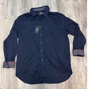 Buttercloth Mens 3XL Night Crawler‎ Navy Red Button Down Shirt Long Sleeve NWT